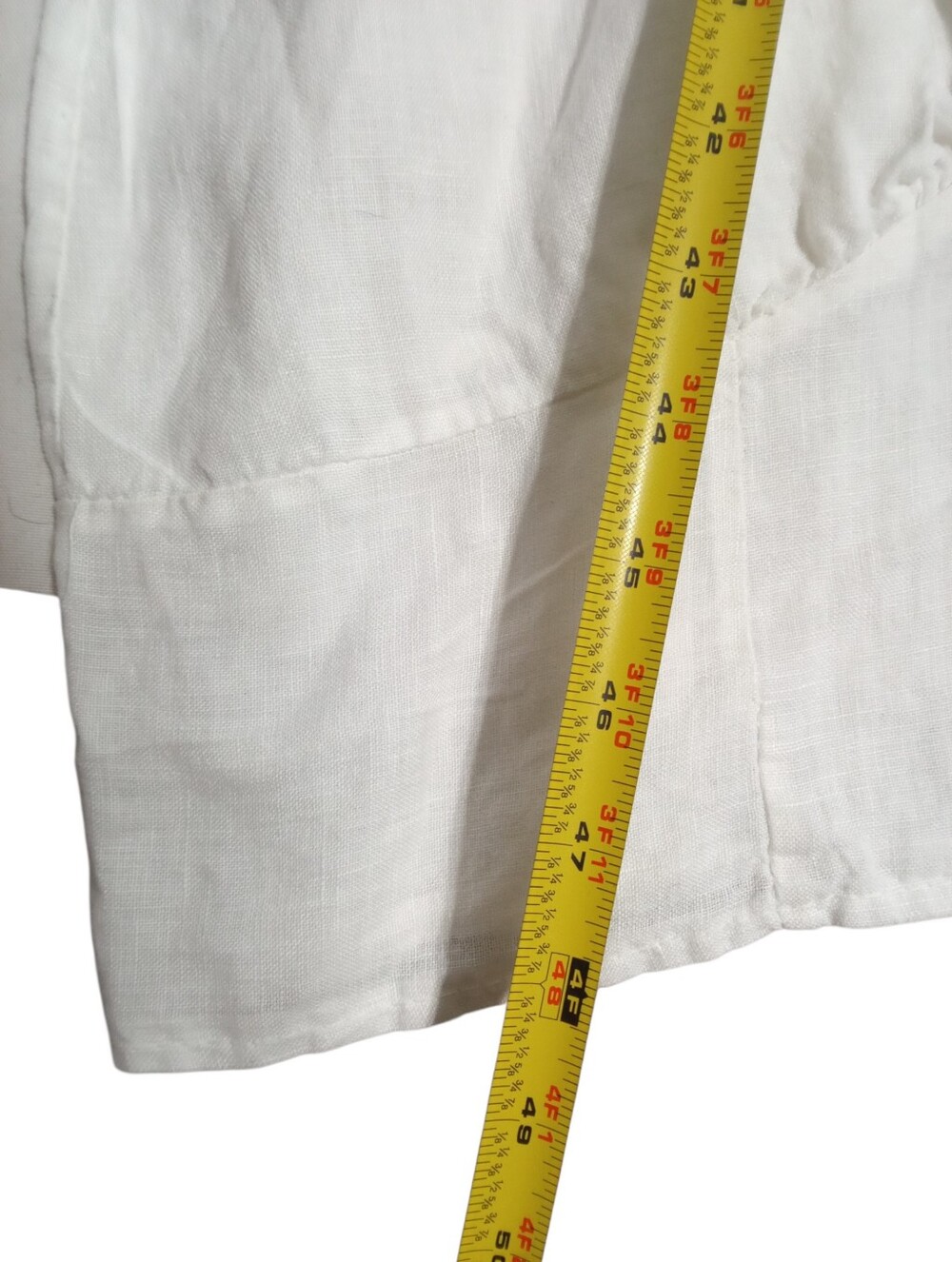 New Direction White Linen Blend Balloon Midi Dress Coastal Boho Relaxed Fit L/XL - Picture 5 of 9